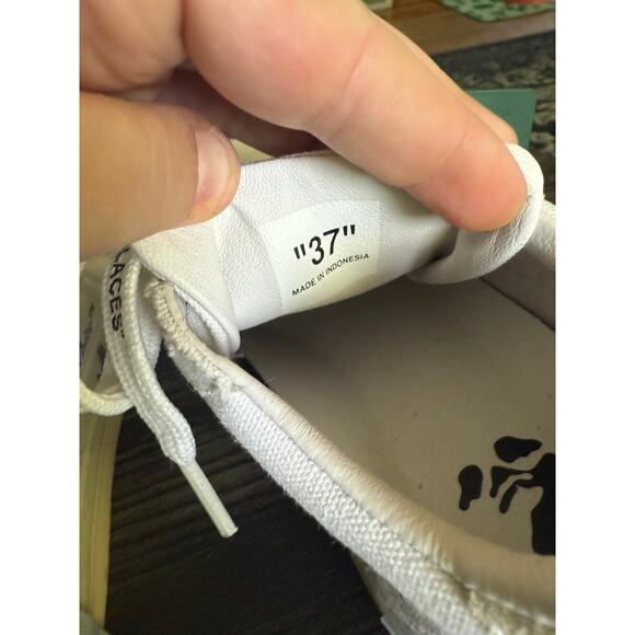 OFF-WHITE Vulcanized White & Gray Canvas Low Top Sneakers Sz. 37 - Picture 8 of 11